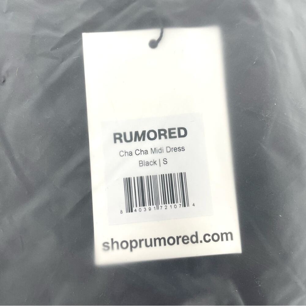NEW Rumored Dot Ruffle Tiered Cha Cha Midi Dress in Black Women's Small $128 - Picture 11 of 12